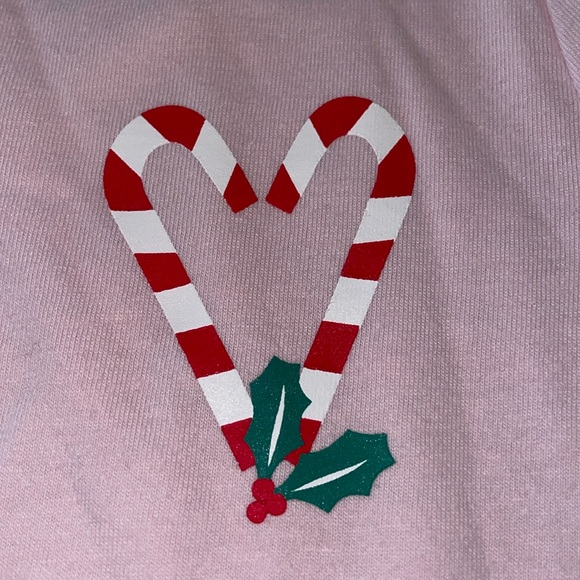 Cat & Jack Candy Cane Heart Long Sleeve Christmas Holiday Shirt - Soft Pink - Picture 4 of 6